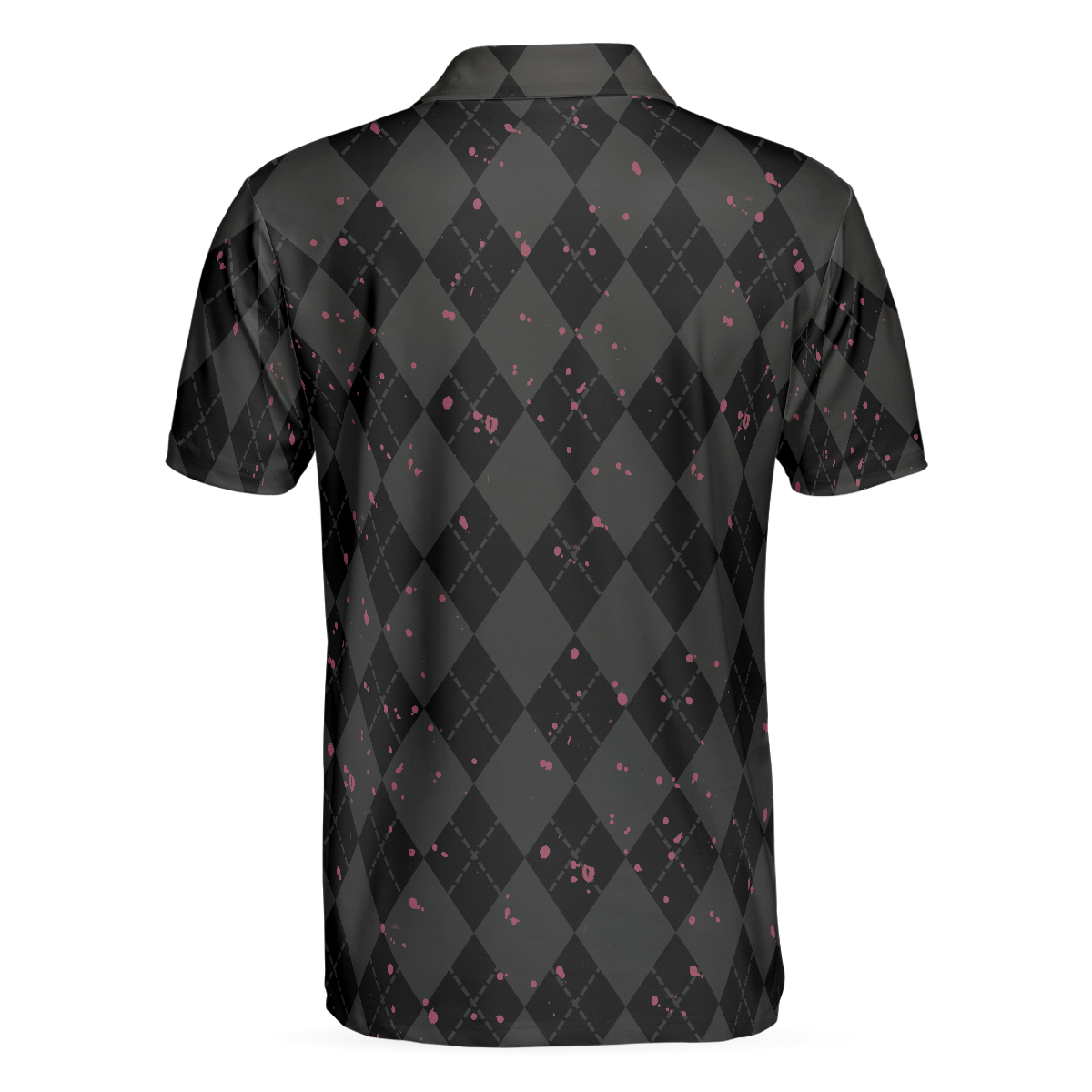 Elegant Argyle Pattern And Skull Golf Lover Polo Shirt, Black Skull Golf Shirt For Men