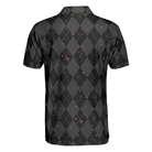 Elegant Argyle Pattern And Skull Golf Lover Polo Shirt, Black Skull Golf Shirt For Men