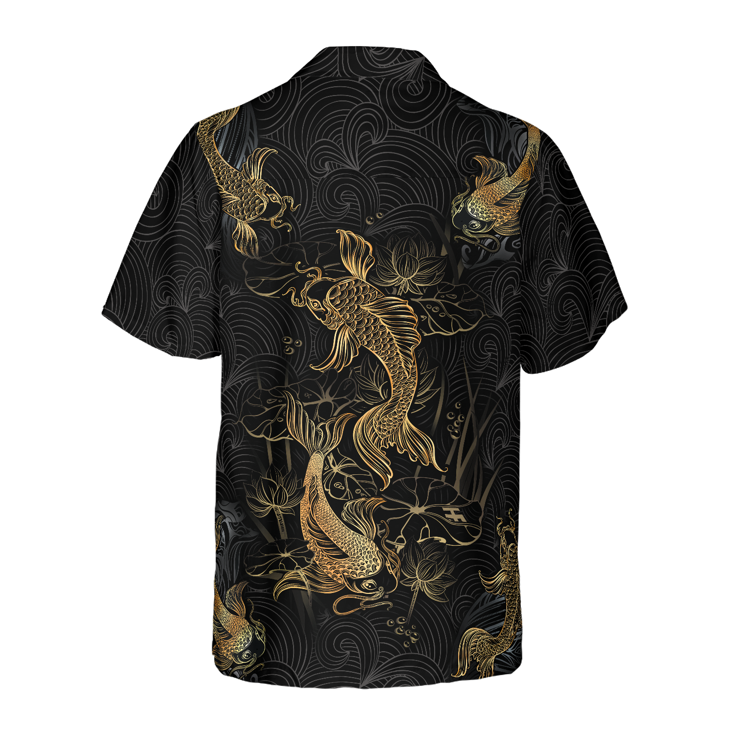 Golden Koi Fish On Waves Hawaiian Shirt