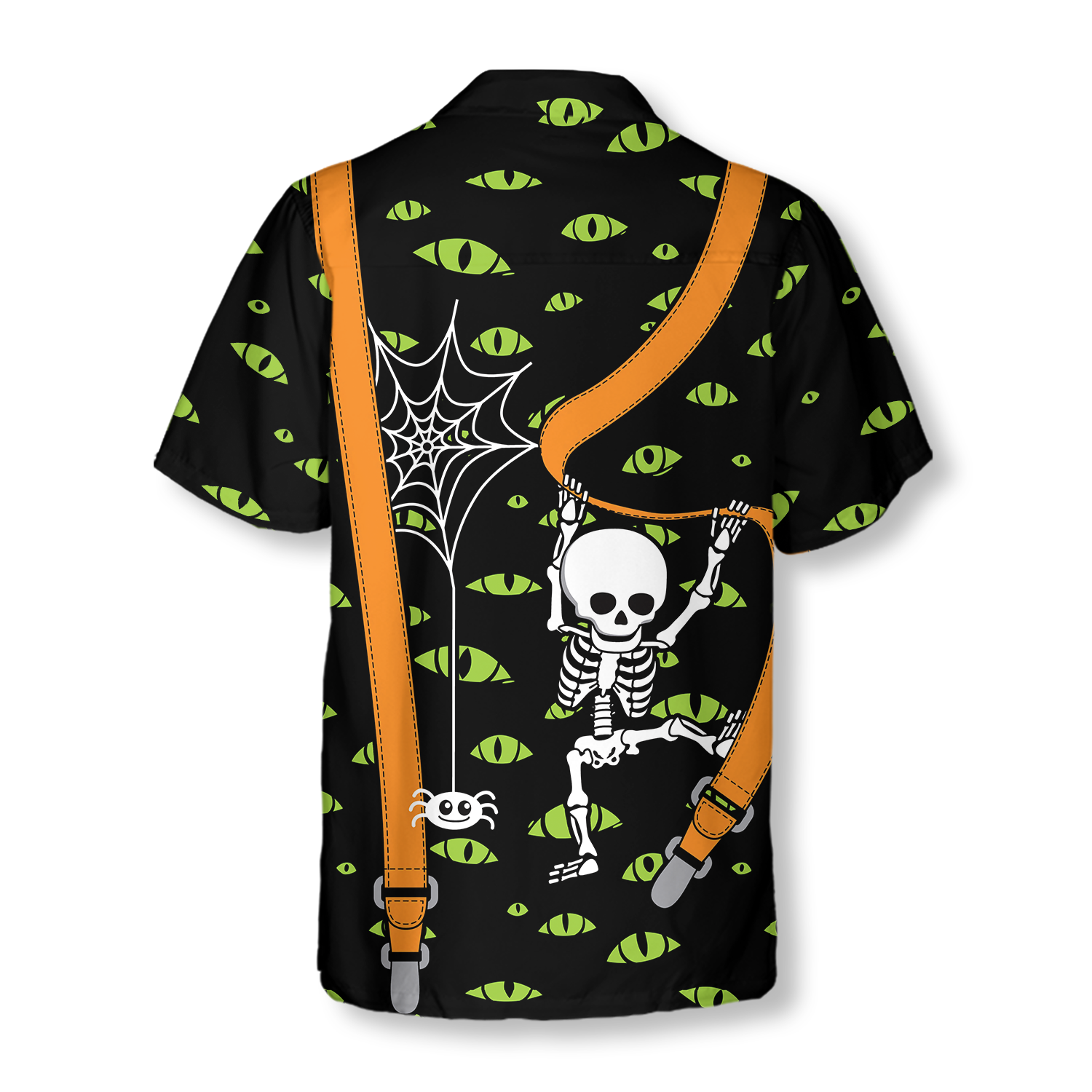 Halloween Skeleton And Monster Eyes Hawaiian Shirt