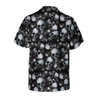 Pentagram Gothic Skull Hawaiian Shirt For Men, Black Skull Pattern All Over Print Hawaiian Shirt