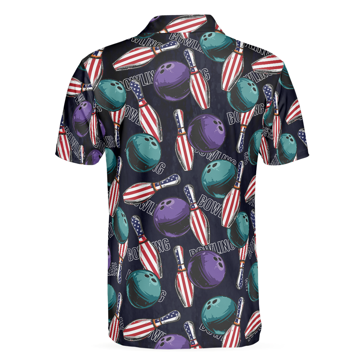 Bowling Is My Life Polo Shirt, American Flag Pattern Bowling Shirt For Men
