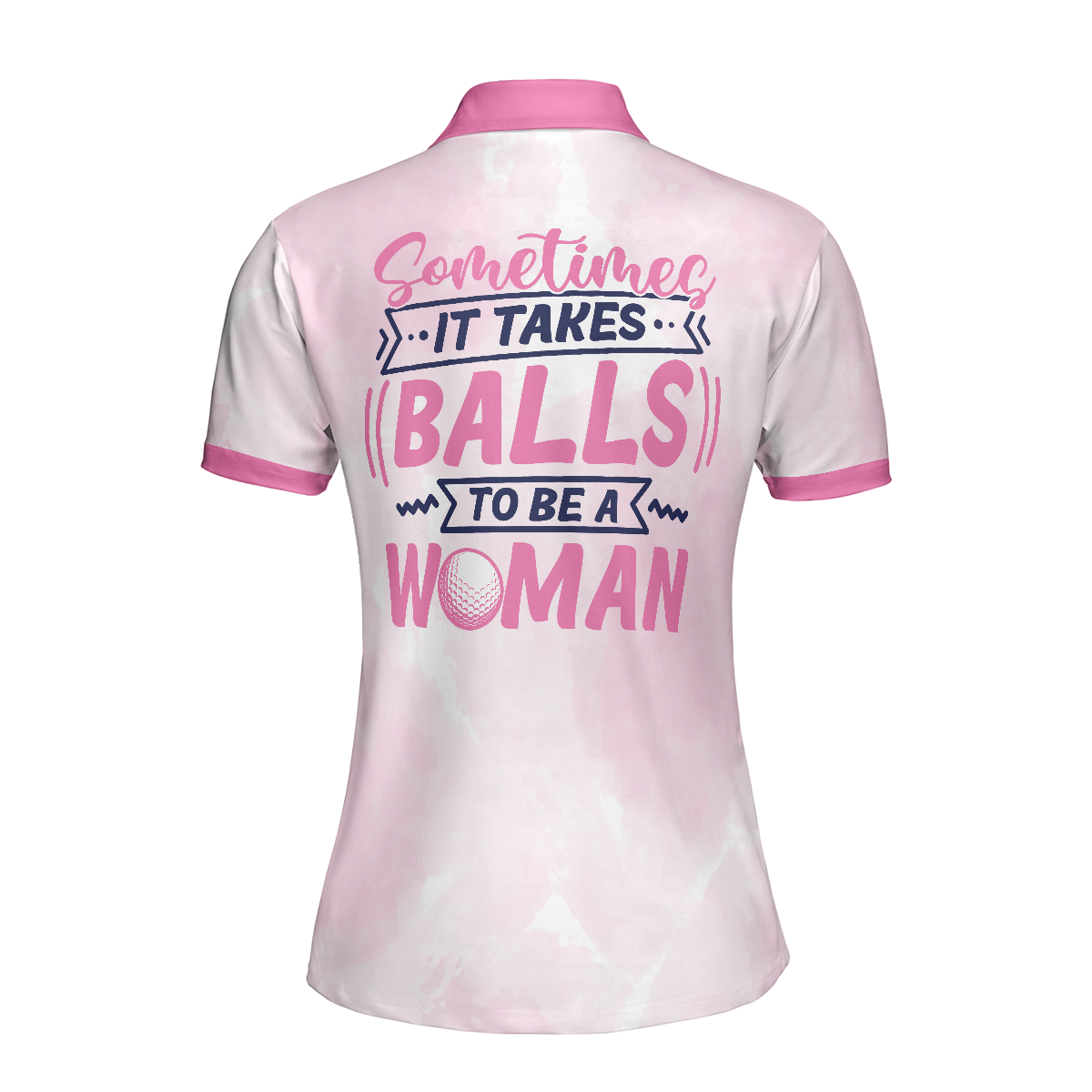 Sometimes It Takes Balls To Be A Women Golf Girl Short Sleeve Women Polo Shirt, Pink Argyle Pattern Golf Shirt For Women