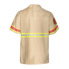 Proud Retired Firefighter Hawaiian Shirt, Cream Life Vest Work Uniform Fire Dept Logo Firefighter Shirt For Men