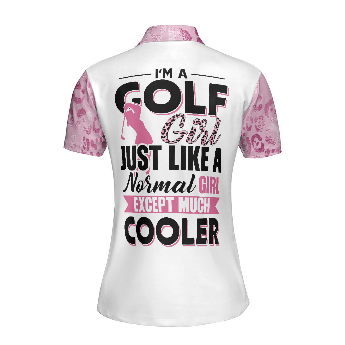 Golf Girls Are Cooler Leopard Pattern Short Sleeve Women Polo Shirt, Pink Argyle Pattern Golf Shirt For Ladies