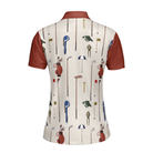 Golf Equipment Short Sleeve Women Polo Shirt, White And Red Golf Shirt For Ladies, Unique Female Golf Gift