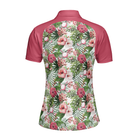 Golf Ball On Tropical Flowers Background Short Sleeve Women Polo Shirt