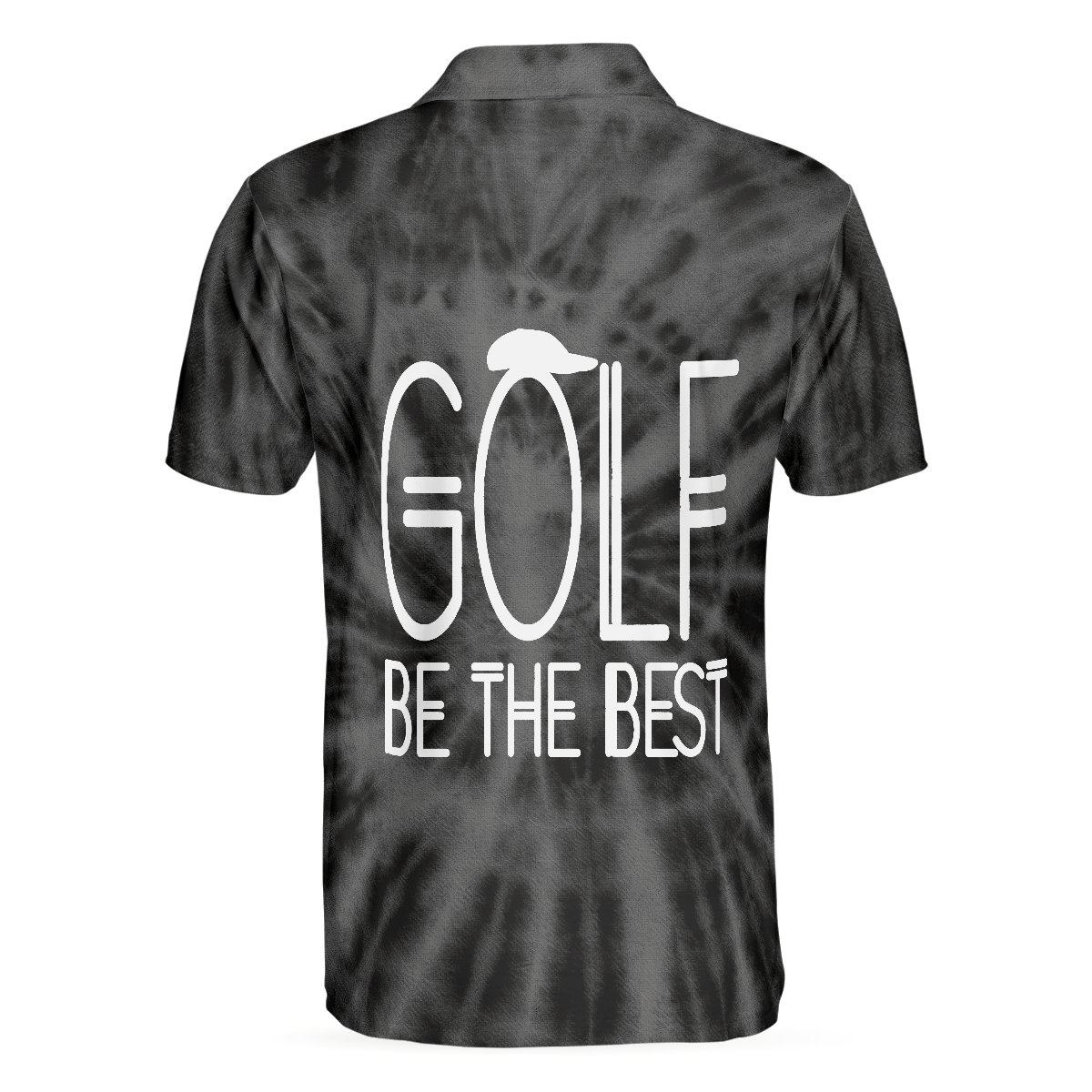 Golf Be The Best Golf Polo Shirt, Black Tie Dye Golf Shirt For Men