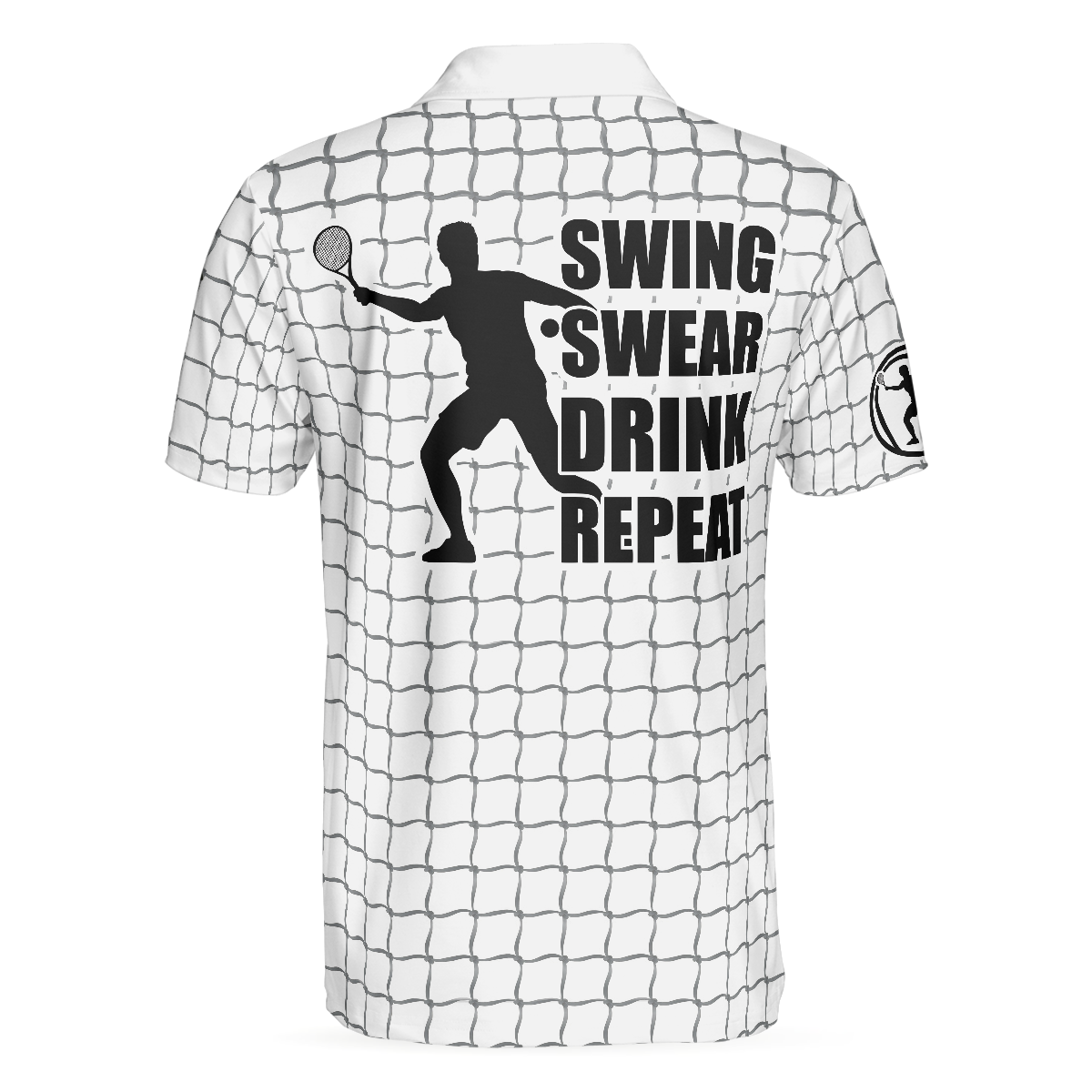 Tennis Polo Shirt, Check Pattern Short Sleeve Tennis Print Shirt, Gift For Stylish Tennis Players