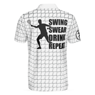 Tennis Polo Shirt, Check Pattern Short Sleeve Tennis Print Shirt, Gift For Stylish Tennis Players