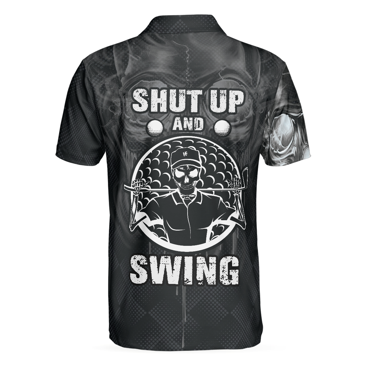 Golf Shut Up Polo Shirt, Scary Skull Golf Shirt Design For Men, Best Halloween Golf Gift For Golfers