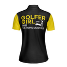 Definition Of Golf Girl Golf Short Sleeve Women Polo Shirt, Black And Yellow Golf Shirt For Ladies
