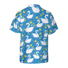 Swans And Ducks Swimming Hawaiian Shirt, Sky Blue Animals And Floral Hawaiian Shirt