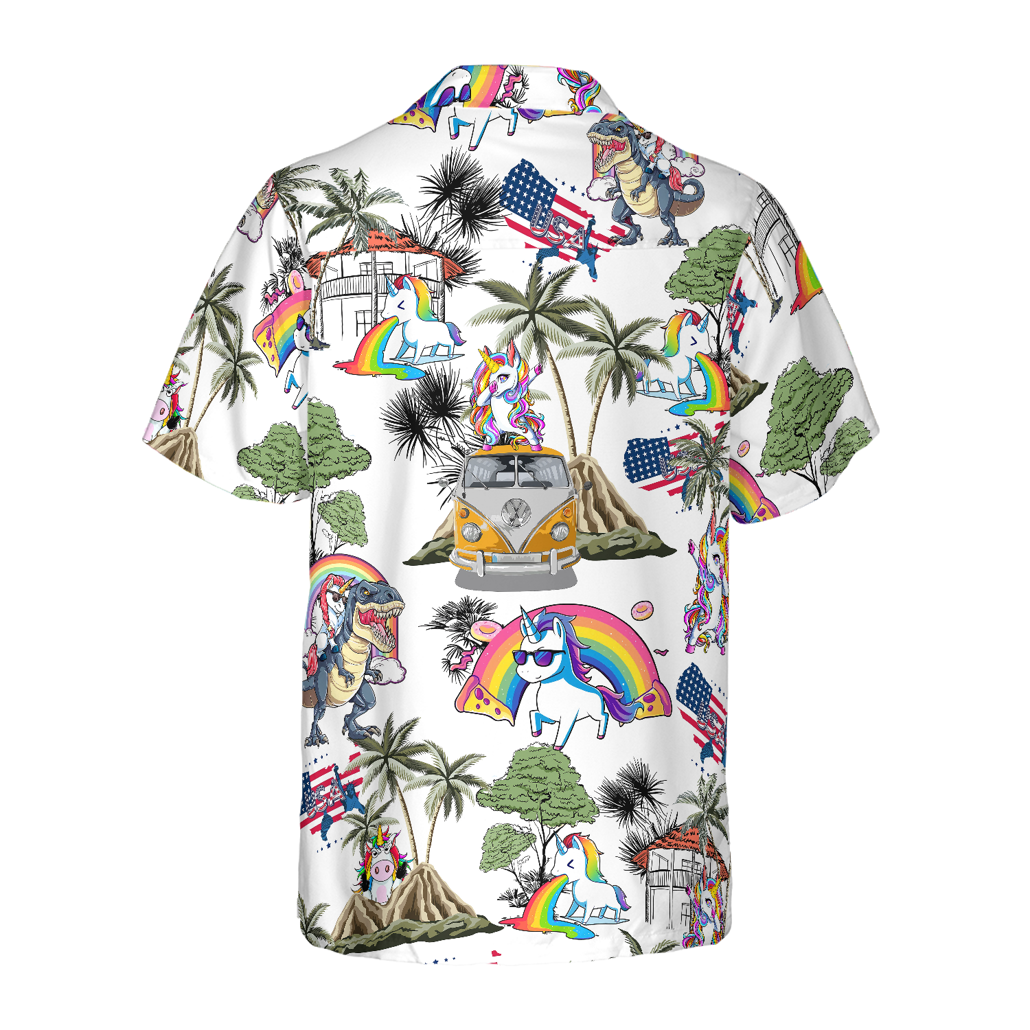Unicorn American Flag Hawaiian Shirt
