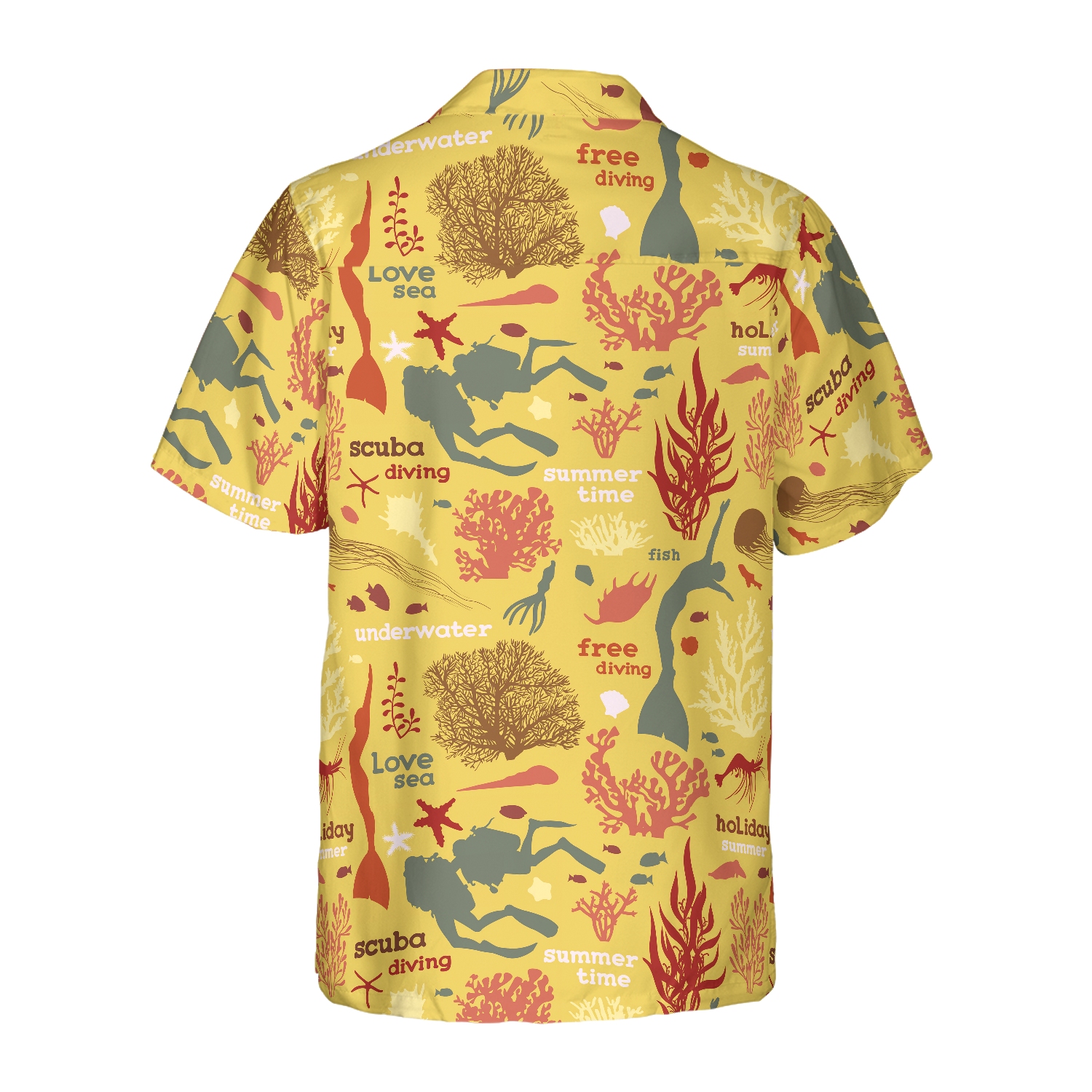 Scuba Diver And Sea Pattern V2 Hawaiian Shirt