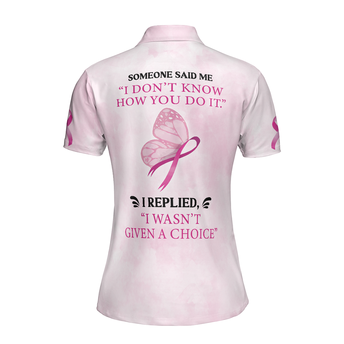 Butterfly Breast Cancer Awareness Short Sleeve Women Polo Shirt, Pink Awareness Ribbon Polo Shirt For Ladies