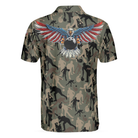 Bowling Camouflage American Eagle Flag Polo Shirt, American Flag Shirt For Patriotic Bowlers, Bowling Shirt For Men