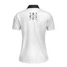 Sunglasses And Sexy Red Lips Golf Short Sleeve Women Polo Shirt, Unique White Golf Shirt For Ladies