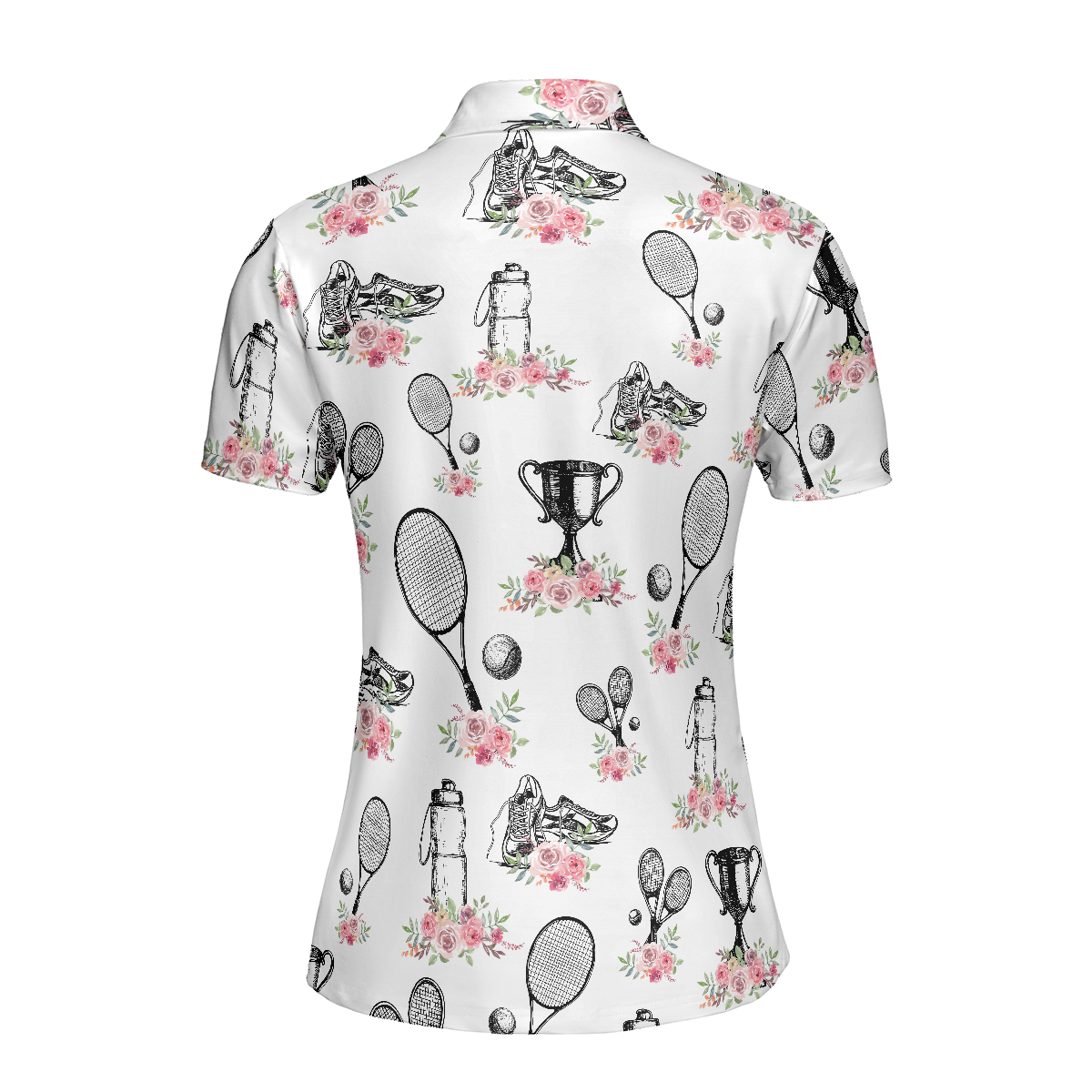 Floral Tennis Player Shirt Short Sleeve Women Polo Shirt