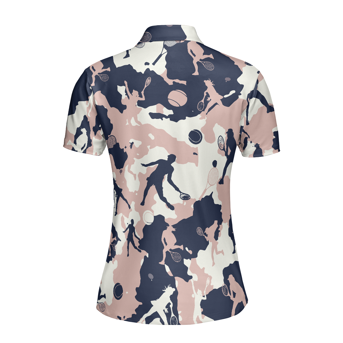 Pink Camouflage Tennis Girl V2 Short Sleeve Women Polo Shirt, Camo Tennis Shirt For Ladies