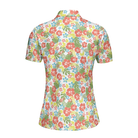Tropical Flowers Pattern Short Sleeve Women Polo Shirt