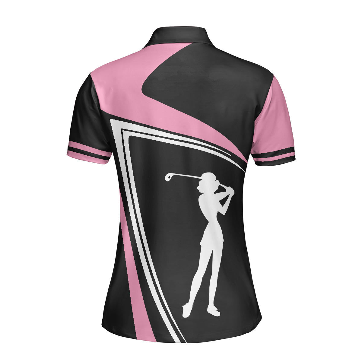Golf Girl Black White And Pink Short Sleeve Women Polo Shirt, Best Golf Gift For Women