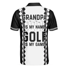 Grandpa Is My Name Golf Is My Game Golf Polo Shirt, Black And White Argyle Pattern Golf Shirt For Men