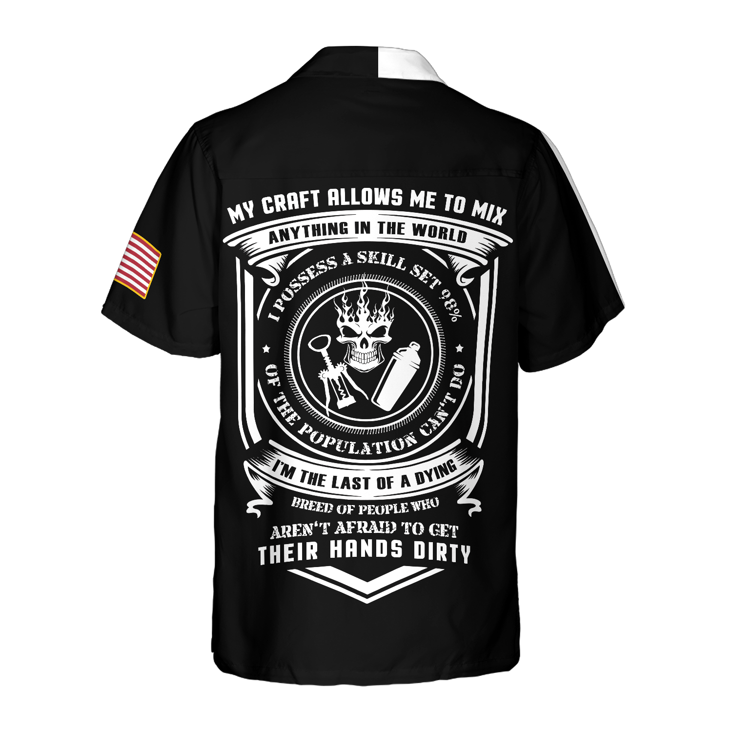 Skull Bartender Black Shirt Hawaiian Shirt