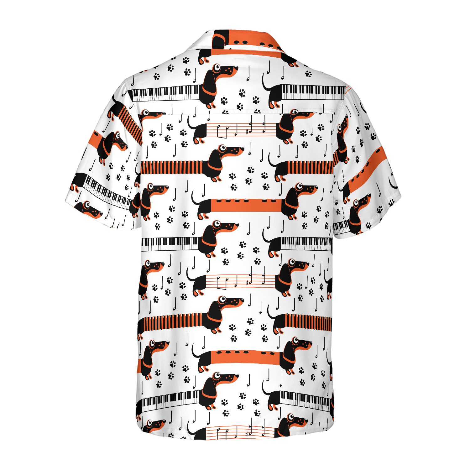 Piano Dachshund Dog Shirt For Men Hawaiian Shirt