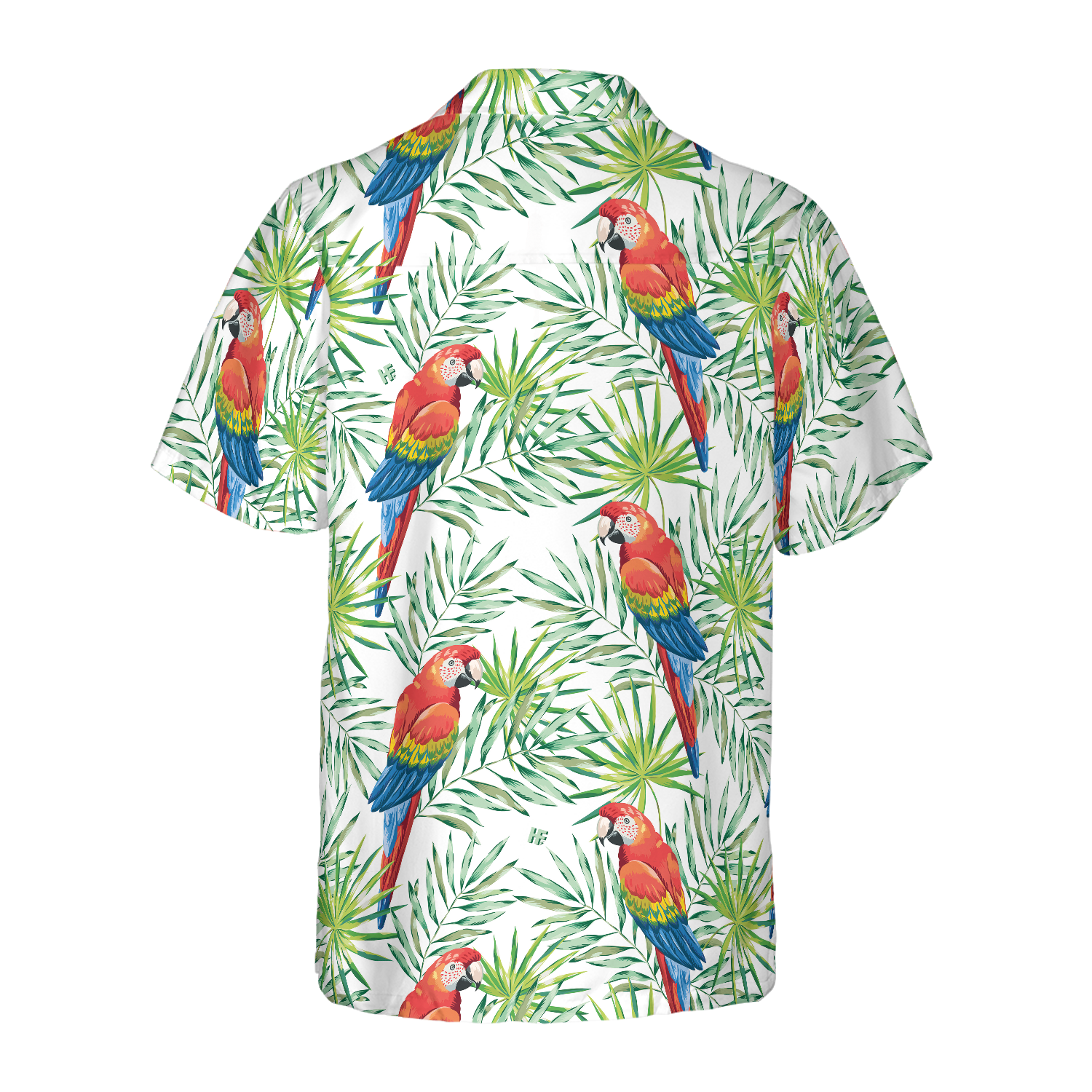 Macaw Parrots Green Palm Leaves Hawaiian Shirt