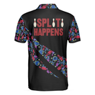 Split Happen Polo Shirt, Bowling Ball & Pin Seamless Pattern Bowling Shirt For Men