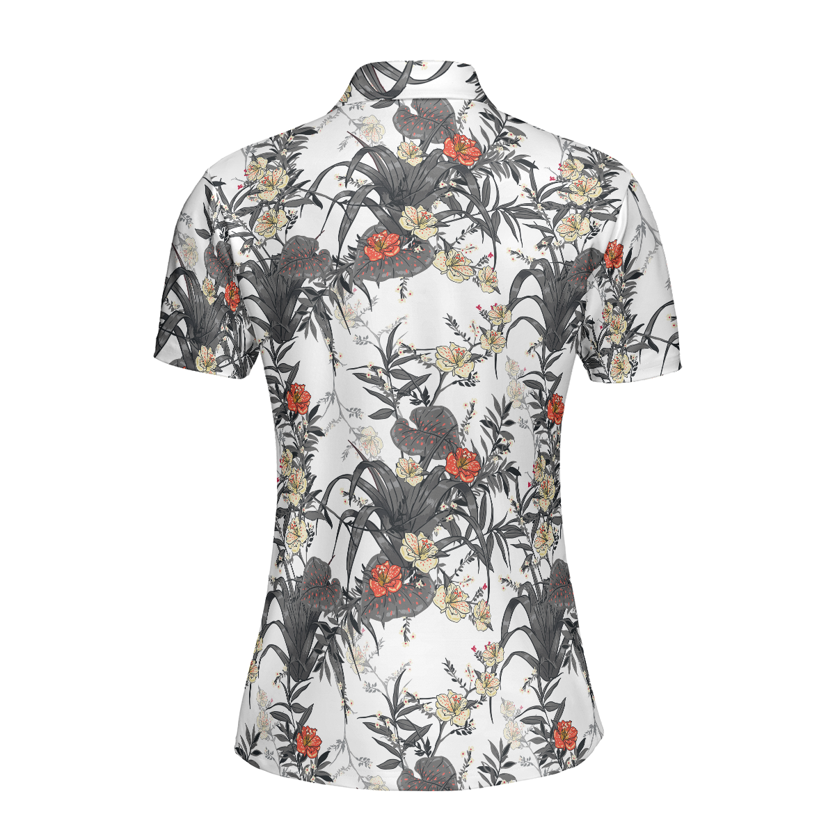 Tropical Flowers Shirt Short Sleeve Women Polo Shirt