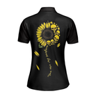 You Are My Sunshine Skull Sunflower Short Sleeve Women Polo Shirt, Black Skull Polo Shirt For Ladies