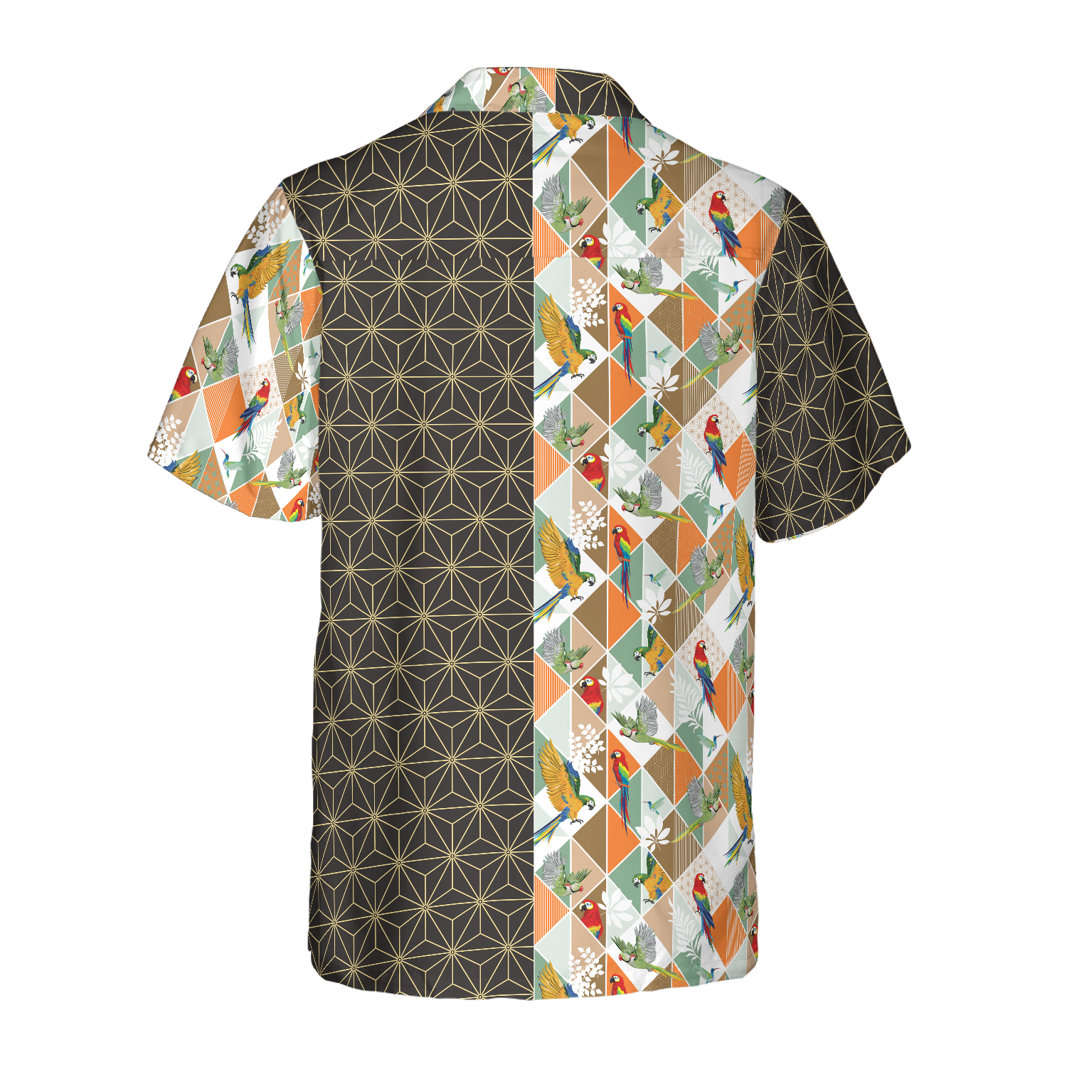 Bold Geometric Parrot Palm Hawaiian Shirt