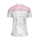 Play With Me Badminton Short Sleeve Women Polo Shirt, White And Pink Badminton Shirt For Women