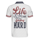 Life Is Short Swing Hard Golf Polo Shirt, Grey Argyle Polo Shirt For Golfers, Basic Golf Shirt Design