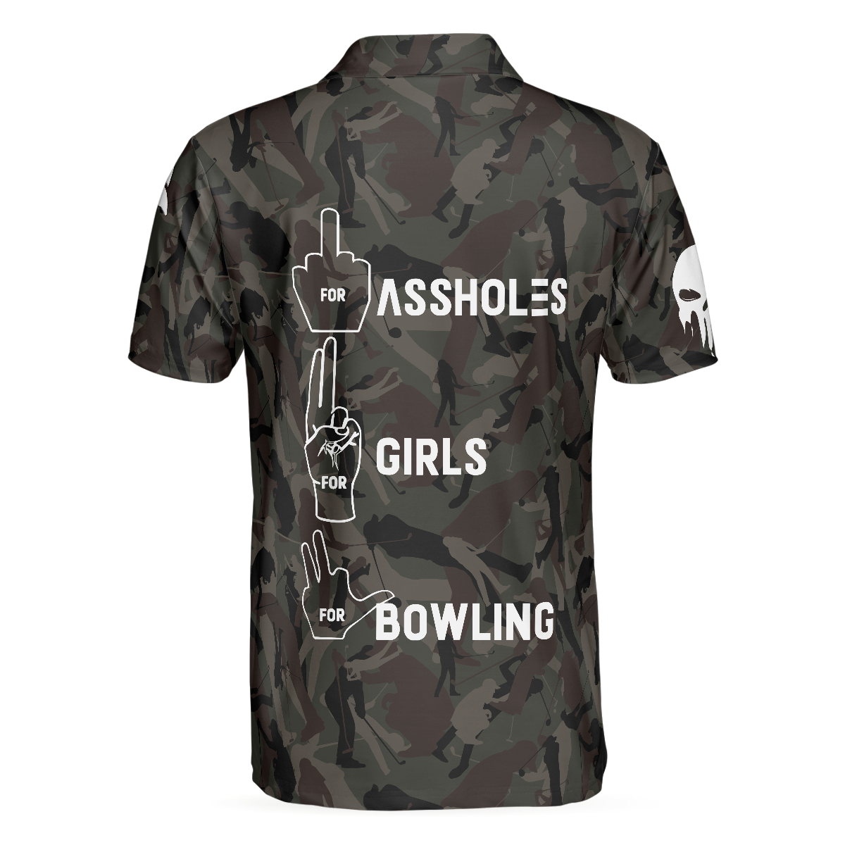 Hand Instruction American Flag Camouflage Bowling Polo Shirt, Camo Bowling Shirt For Men