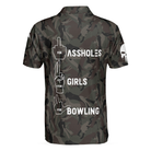 Hand Instruction American Flag Camouflage Bowling Polo Shirt, Camo Bowling Shirt For Men