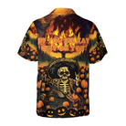 The Burning Pumpkin Sky & Skeleton Halloween Hawaiian Shirt, Halloween Shirt For Men And Women