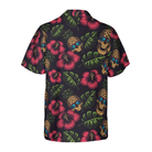 Pineapple Skull Tropical Flowers Black Hawaiian Shirt
