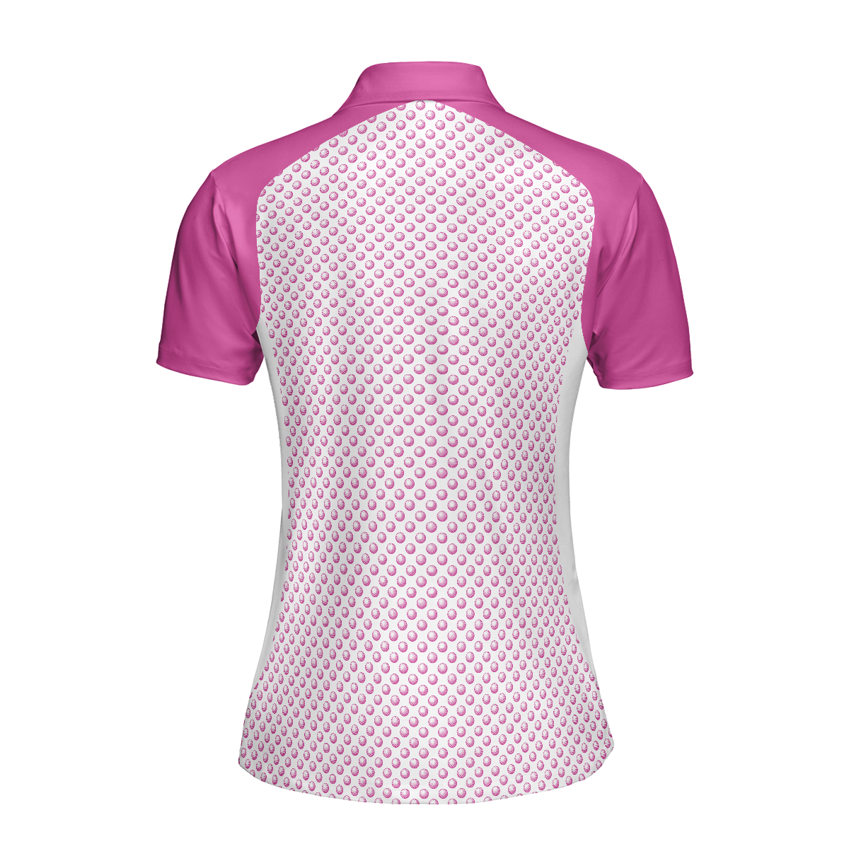 Pink Golf Balls Seamless Pattern Short Sleeve Women Polo Shirt