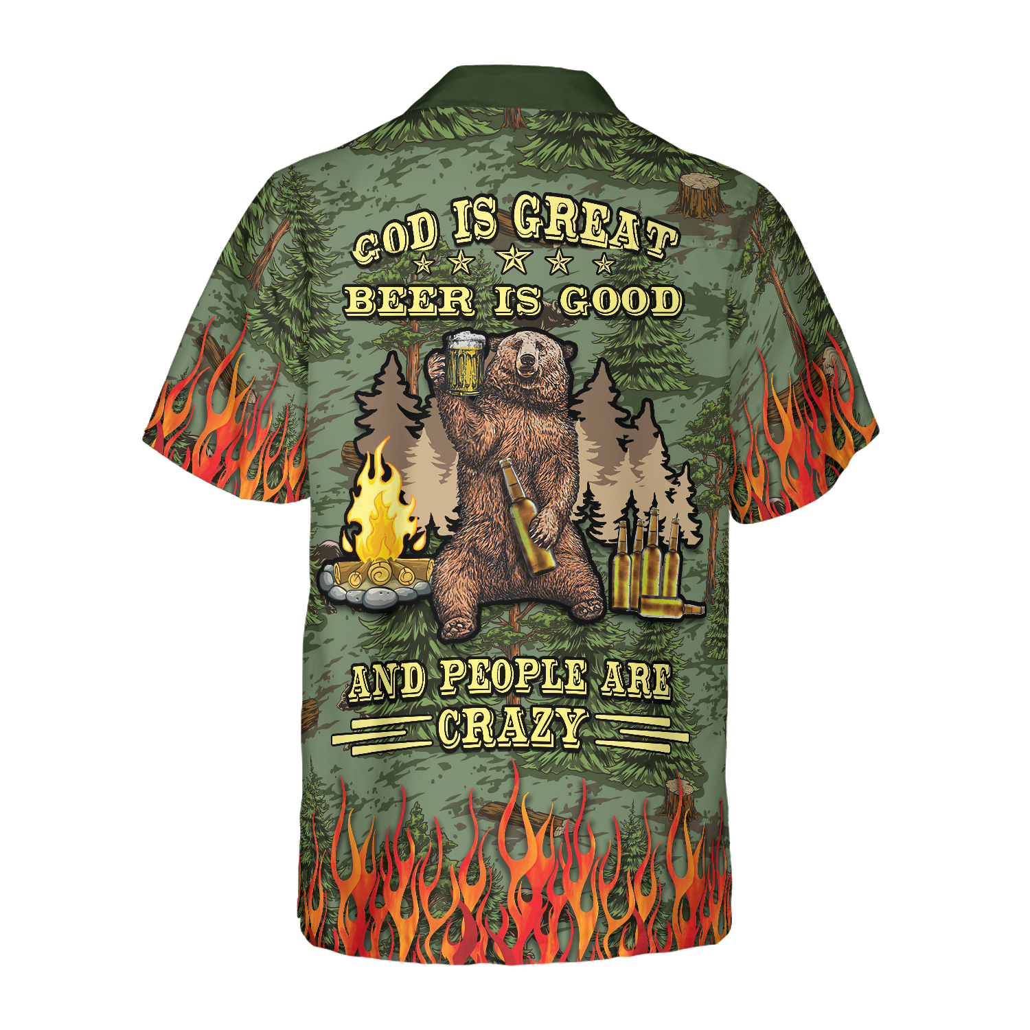 Camping Sheriff Bear Drink Beer Hawaiian Shirt