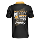 Disc Golf & Beer Make Me Happy Polo Shirt, Yellow Plaid Pattern Disc Golf Shirt, Funny Disc Golf Shirt With Sayings