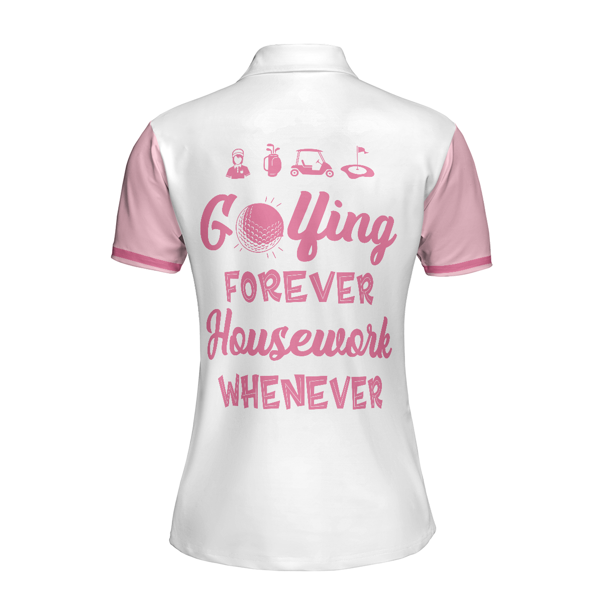 Golfing Forever Housework Whenever Leopard Argyle Style Golf Short Sleeve Women Polo Shirt, Unique Female Golf Gift
