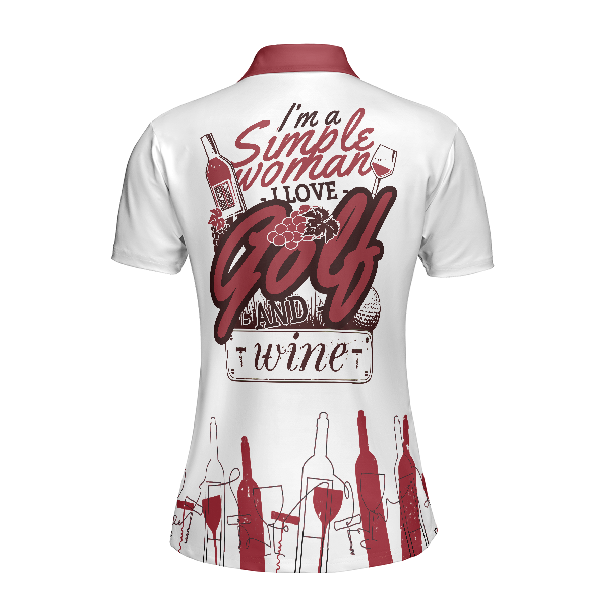I'm A Simple Woman Short Sleeve Women Polo Shirt, Wine Golf Shirt For Ladies, Golf Gift For Wine Lovers