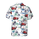 Fire Truck Friend Of Firefighter Hawaiian Shirt, White Tropical Red Fire Truck Firefighter Shirt For Men