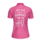 Anytime Is A Good Time For Golf Short Sleeve Women Polo Shirt, Pink Argyle Pattern Golf Shirt For Female Golfers