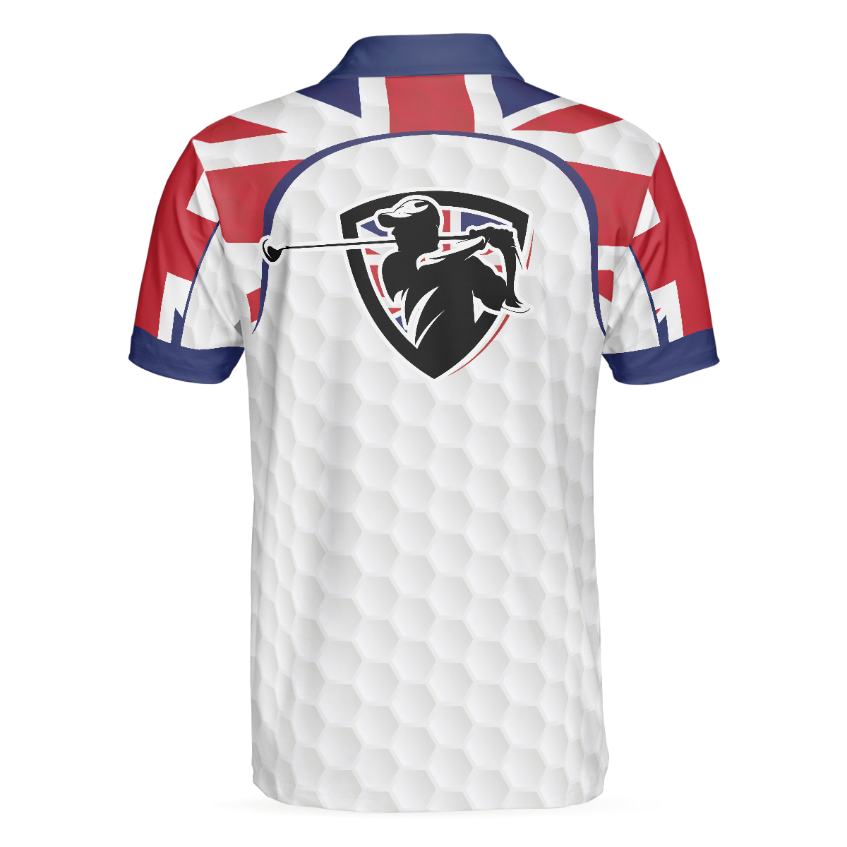 United Kingdom Flag Golf Texture Black Golfer Polo Shirt, Great Britain Jack Polo Shirt, UK Golf Shirt For Men