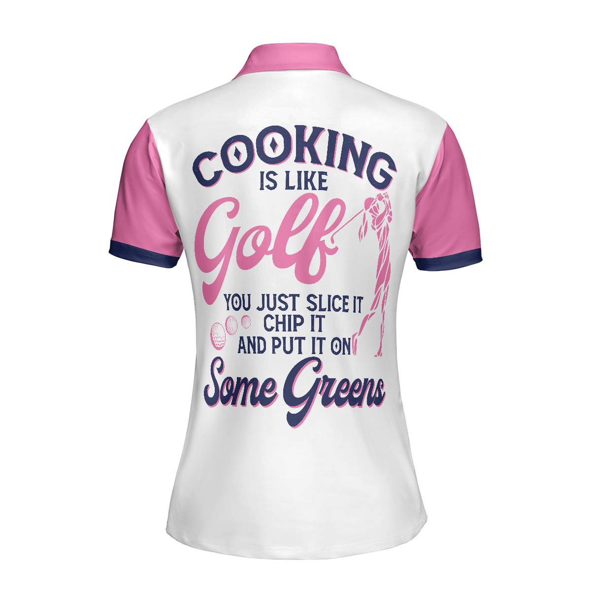 Cooking Is Like Golf Slice Chip And Put On Some Greens Women Polo Shirt, Argyle Pattern Funny Golf Polo Shirt For Ladies