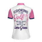 Cooking Is Like Golf Slice Chip And Put On Some Greens Women Polo Shirt, Argyle Pattern Funny Golf Polo Shirt For Ladies